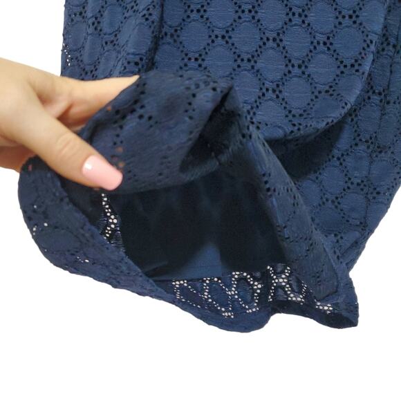 Isaac Mizrahi | Navy Lace Sheath Short Sleeve Dress - Picture 5 of 10